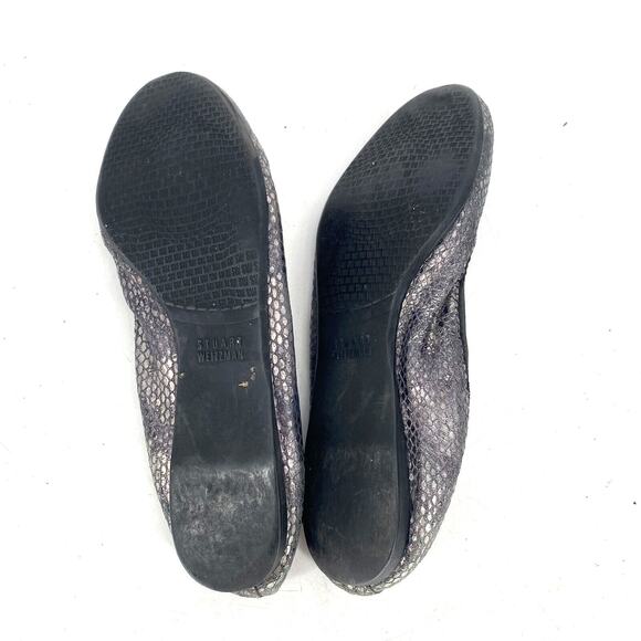 Stuart Weitzman Faux Snakeskin Silver Metallic Ballet Flats Women's Size 8.5 - Picture 5 of 8